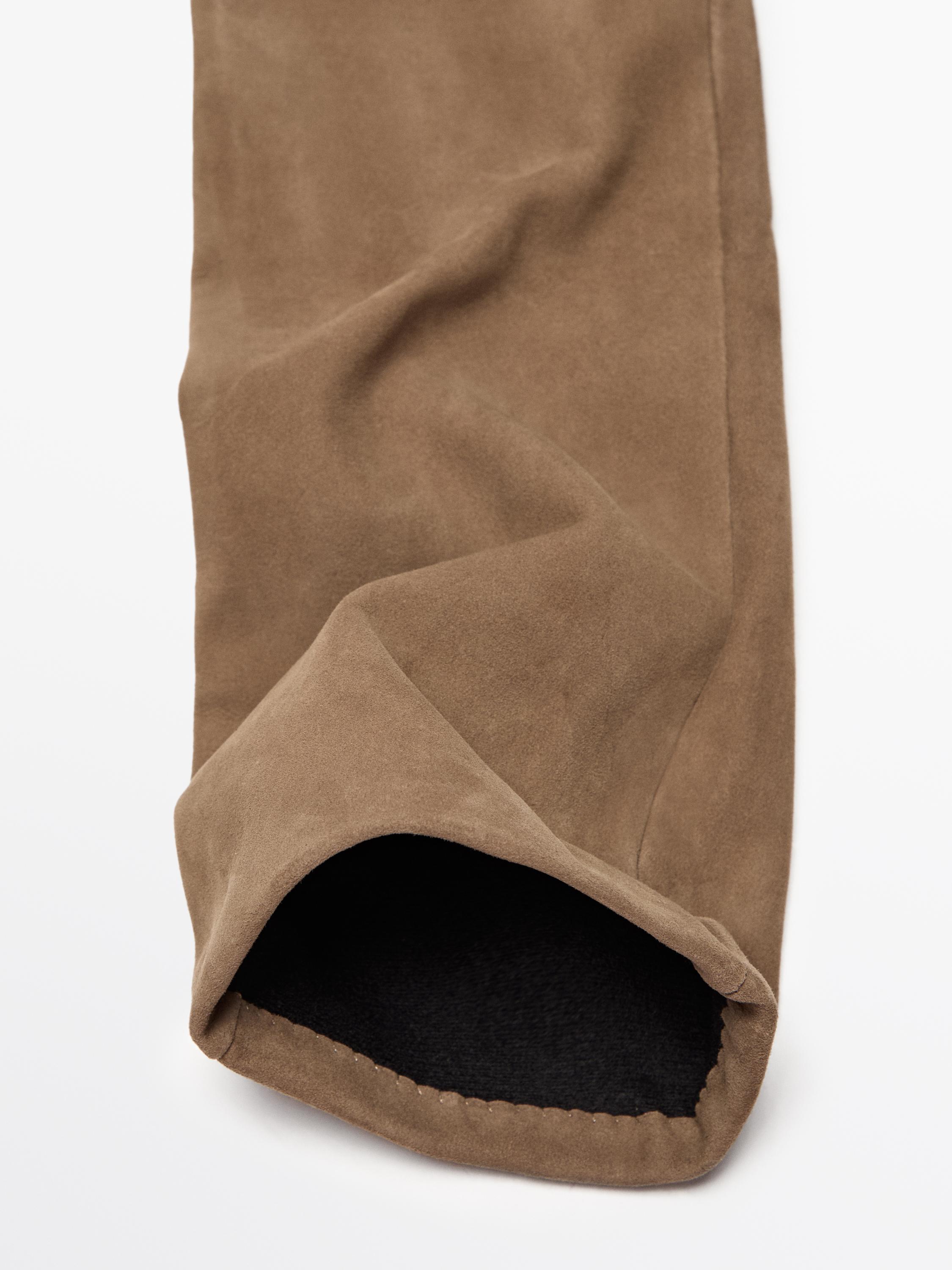 Long suede leather gloves